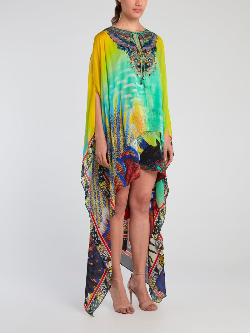 Asymmetric Overlay Silk Dress