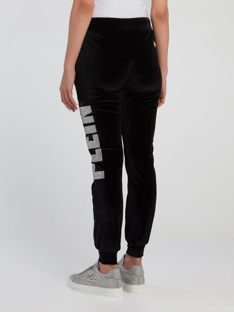 Black Strass Logo Running Trousers