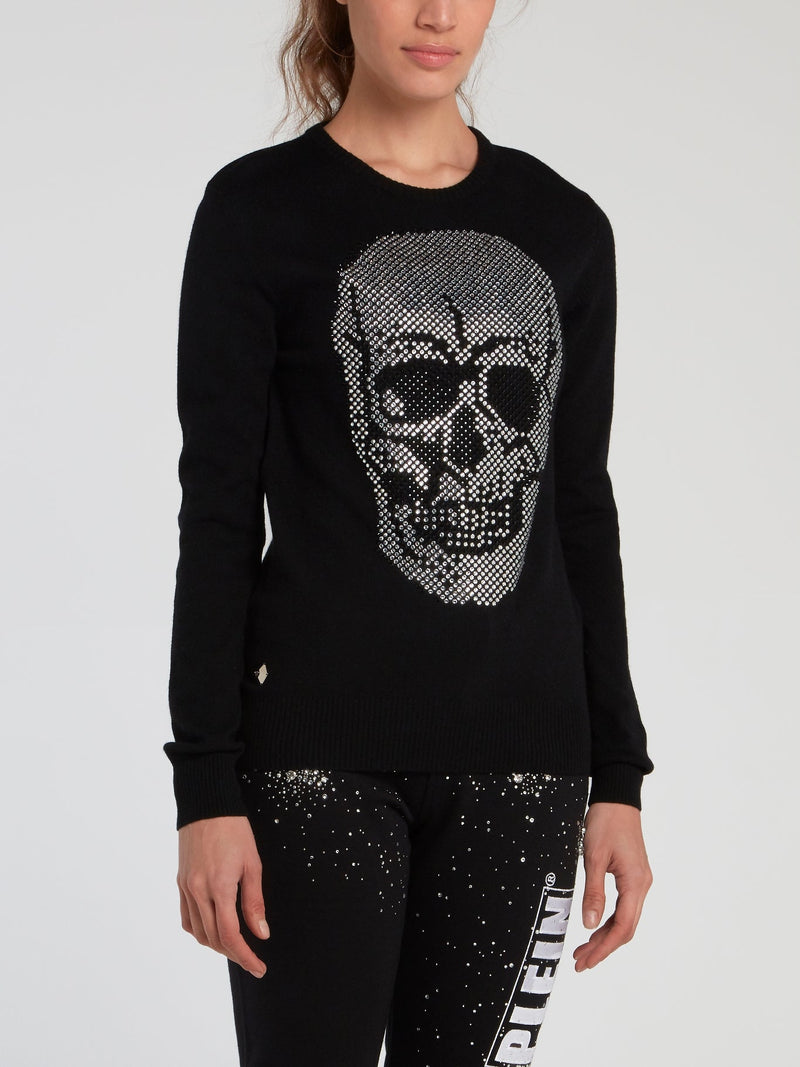 Black Rhinestone Skull Jumper