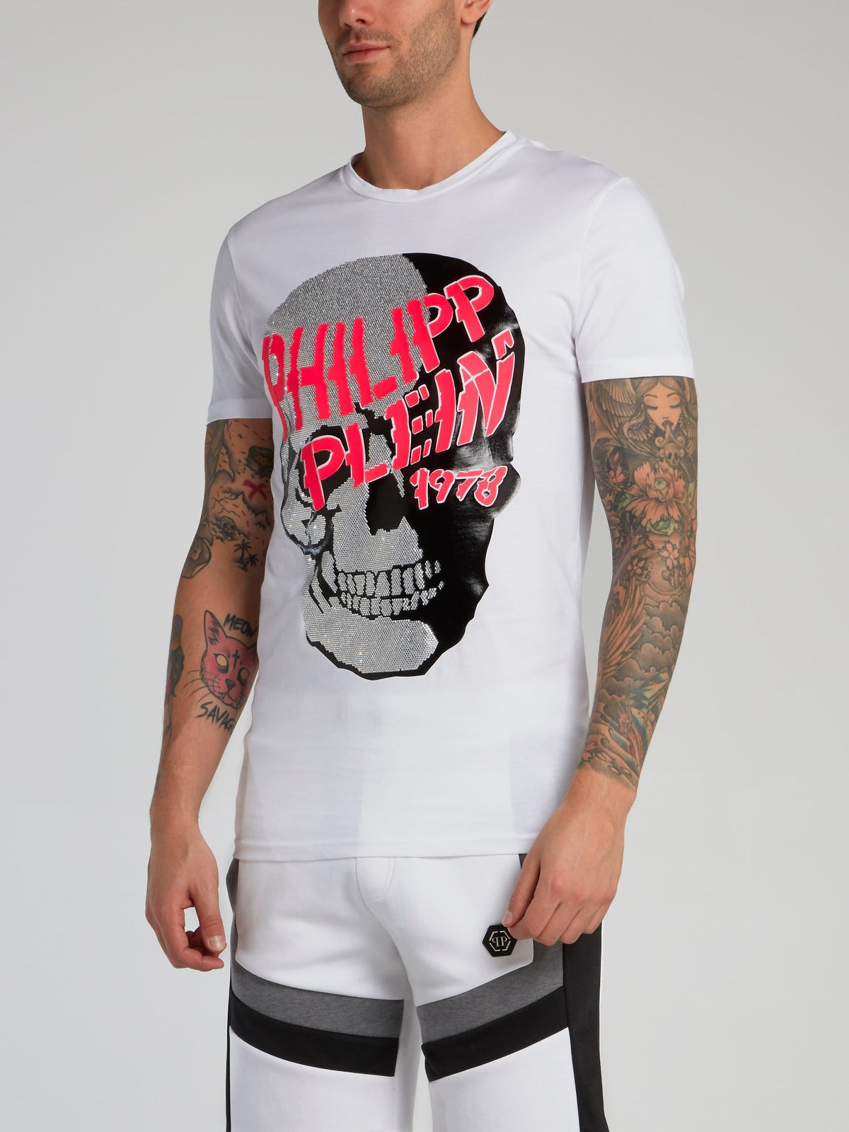 White Rhinestone Skull T-Shirt