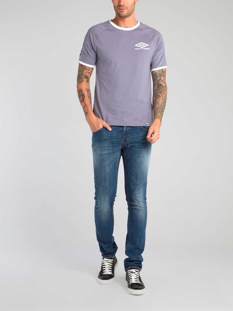 Pretty Green x Umbro Purple Contrast Trim T-Shirt