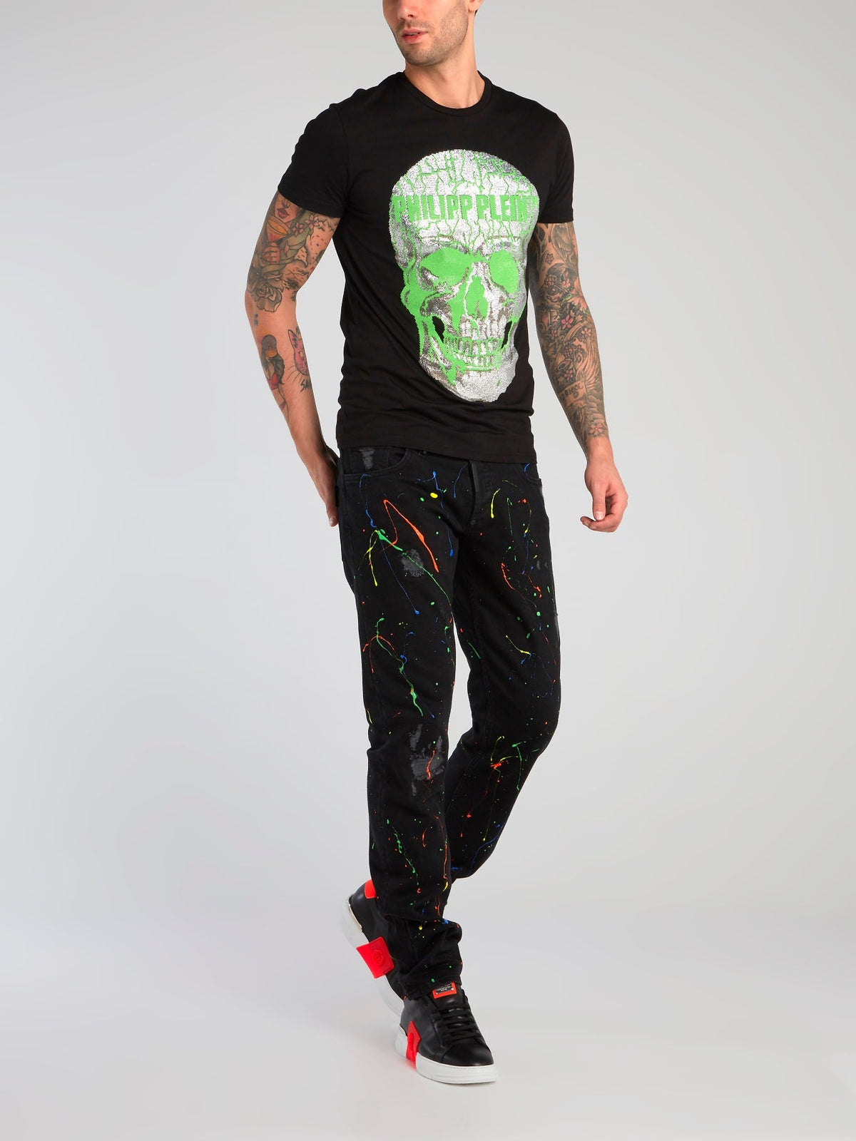 Black Paint Splatter Distressed Jeans