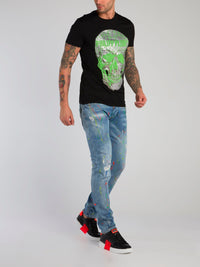 Black Paint Splatter Distressed Jeans