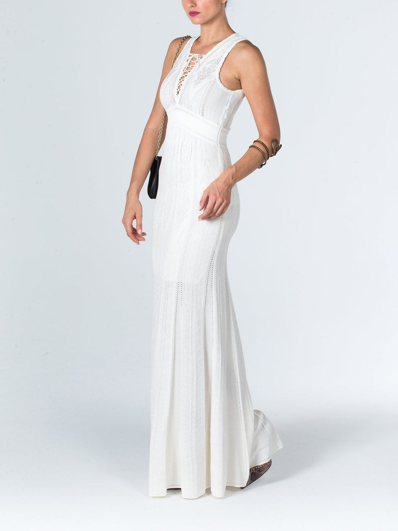 White Lace Empire Sheath Dress