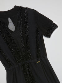 Black Glitter Detail Keyhole Dress