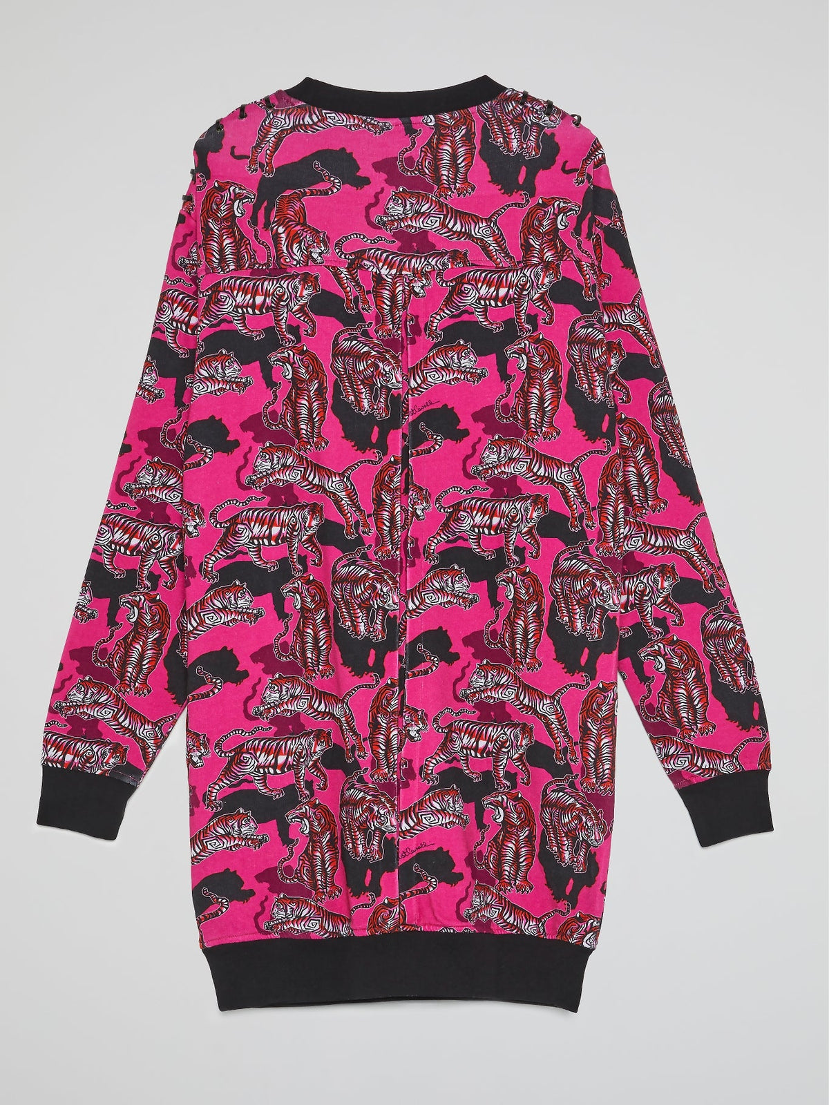 Pink Tiger Print Sweatshirt Dress