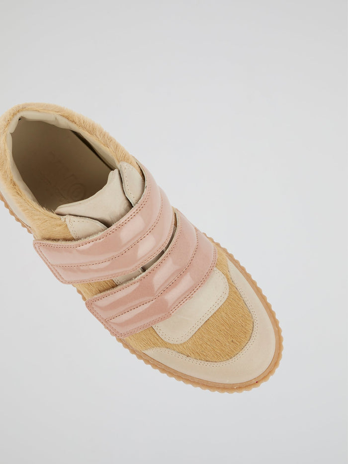 Velcro Pony Hair Panel Sneakers