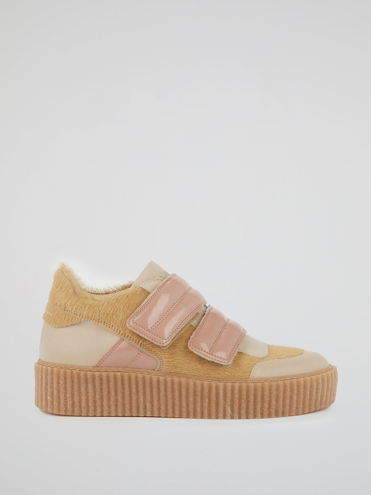 Velcro Pony Hair Panel Sneakers