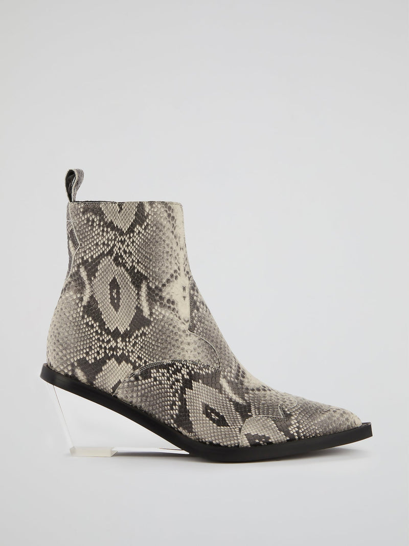 Python Print Leather  Boots