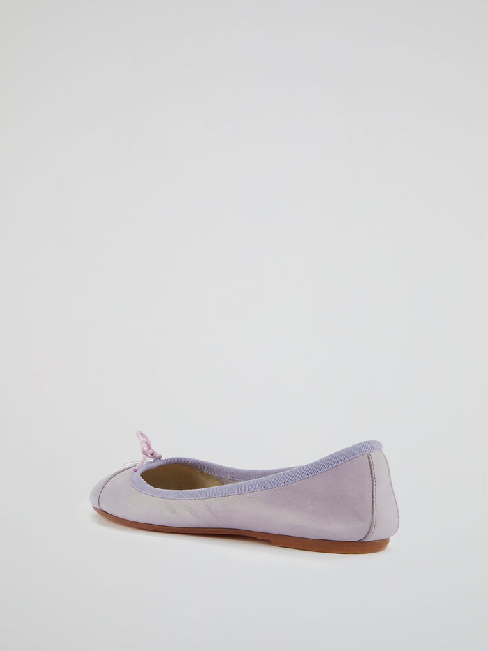 Purple Leather Ballerina Shoes