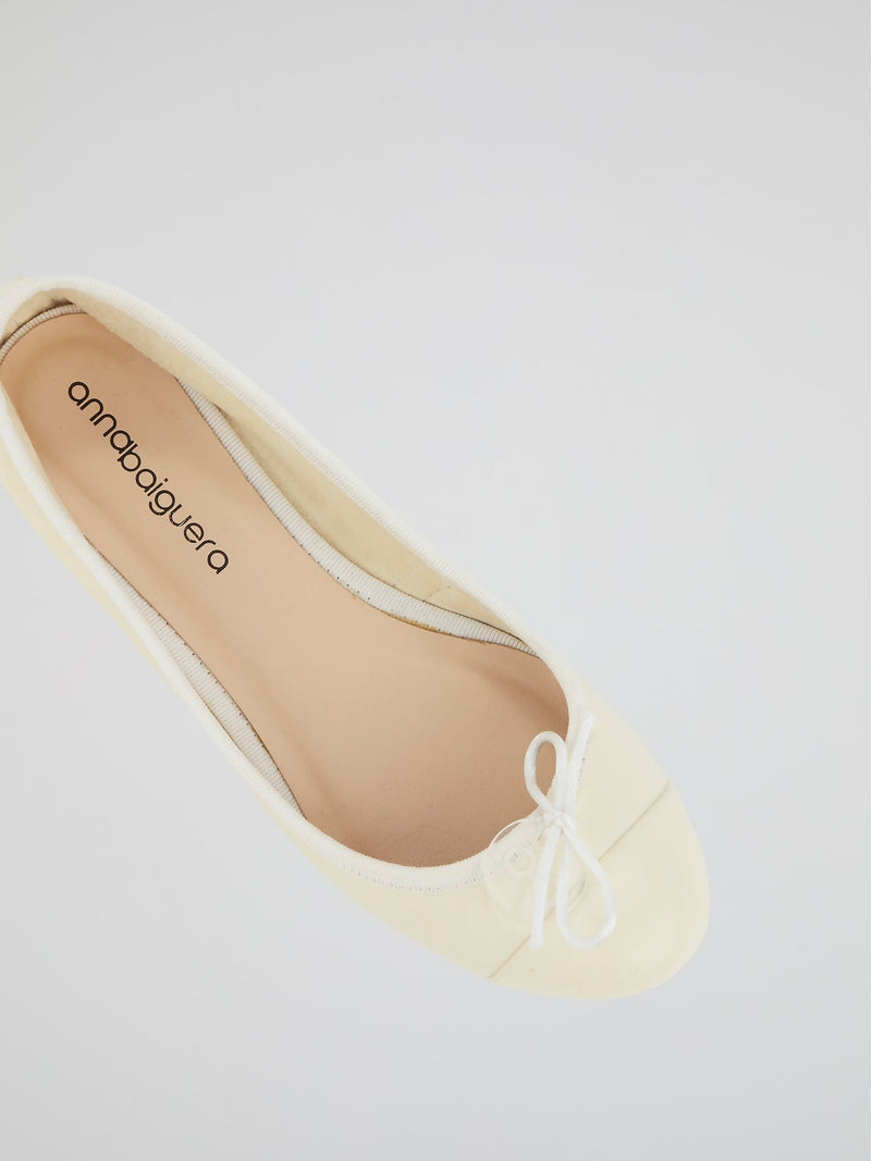 White Leather Ballerina Shoes