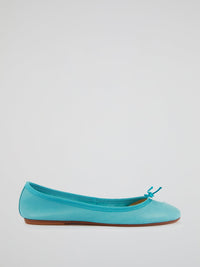 Blue Leather Ballerina Shoes