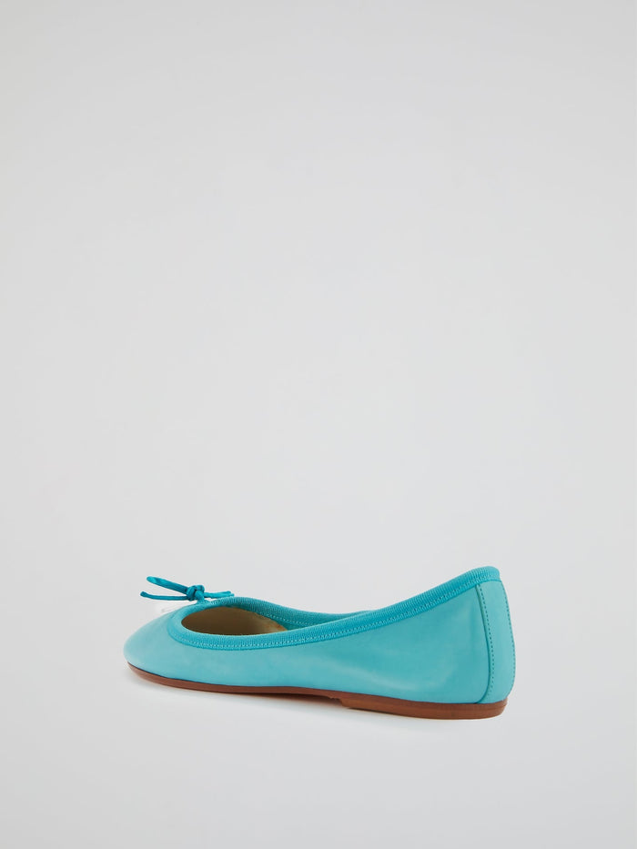 Blue Leather Ballerina Shoes