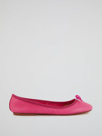 Pink Leather Ballerina Shoes