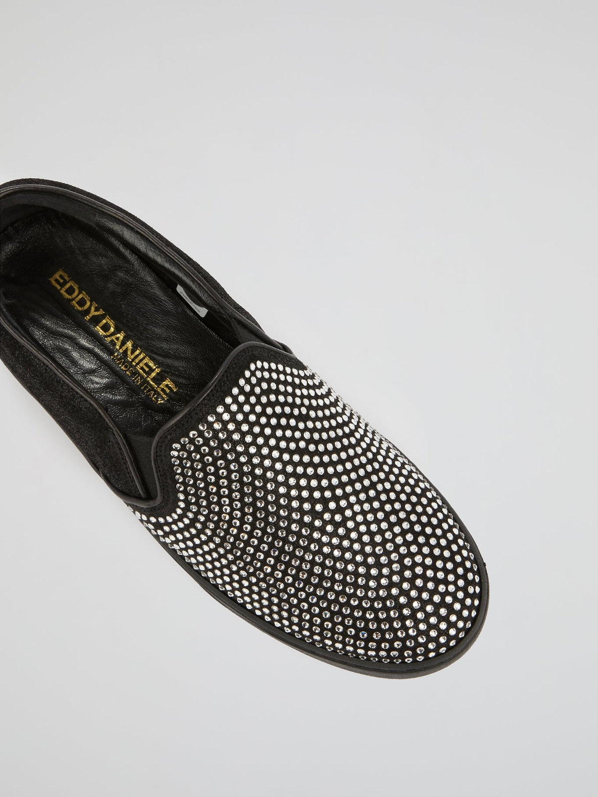 Black Rhinestone Slip On Sneakers