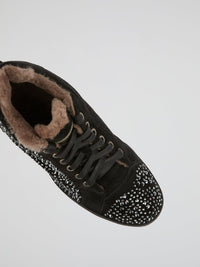 Black Multi-Stud Hidden Heel Sneakers