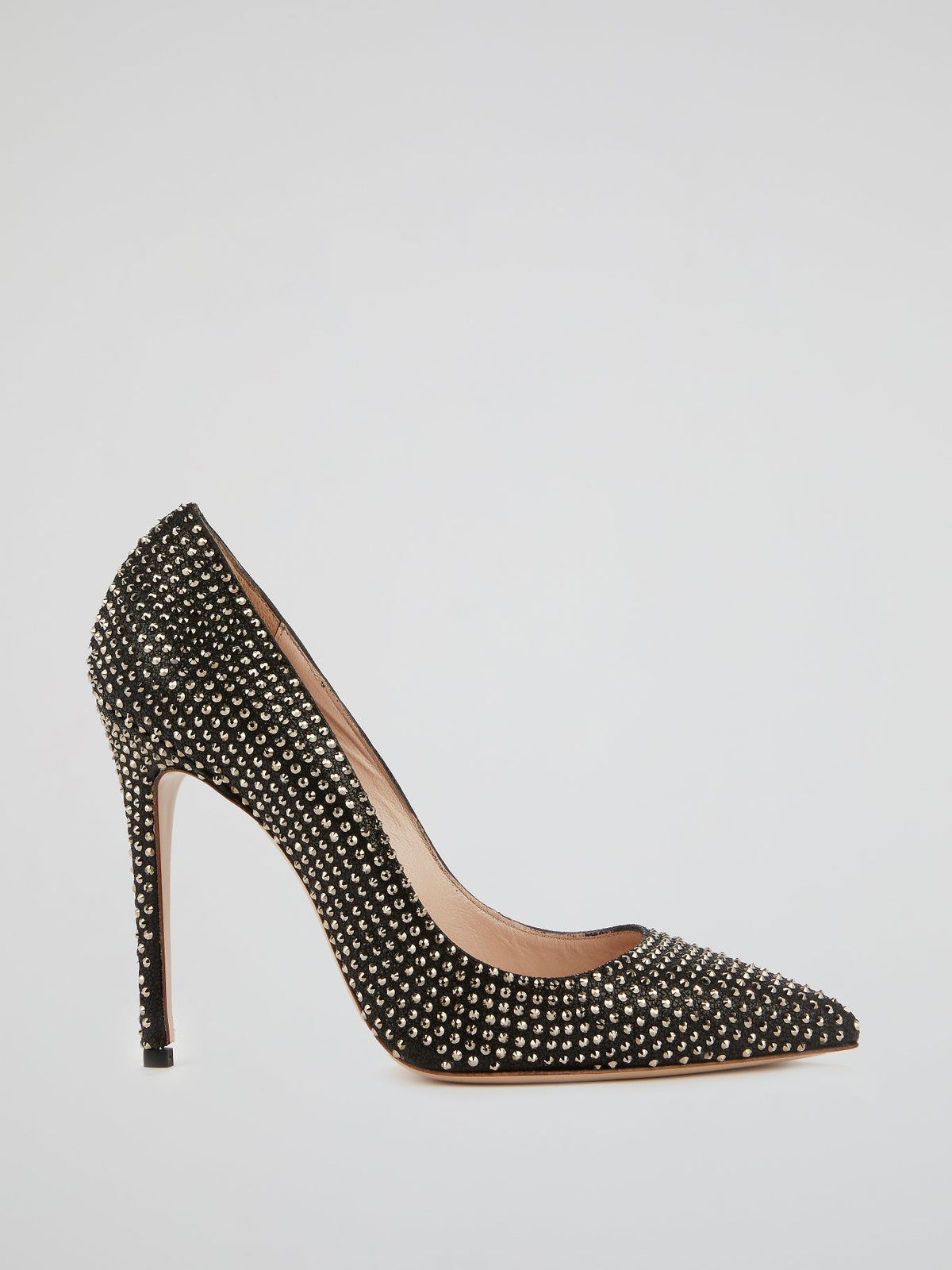 Black Studded Leather Pumps