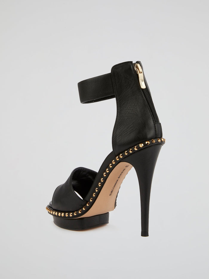 SX41711 Black Ankle Strap Stilettos