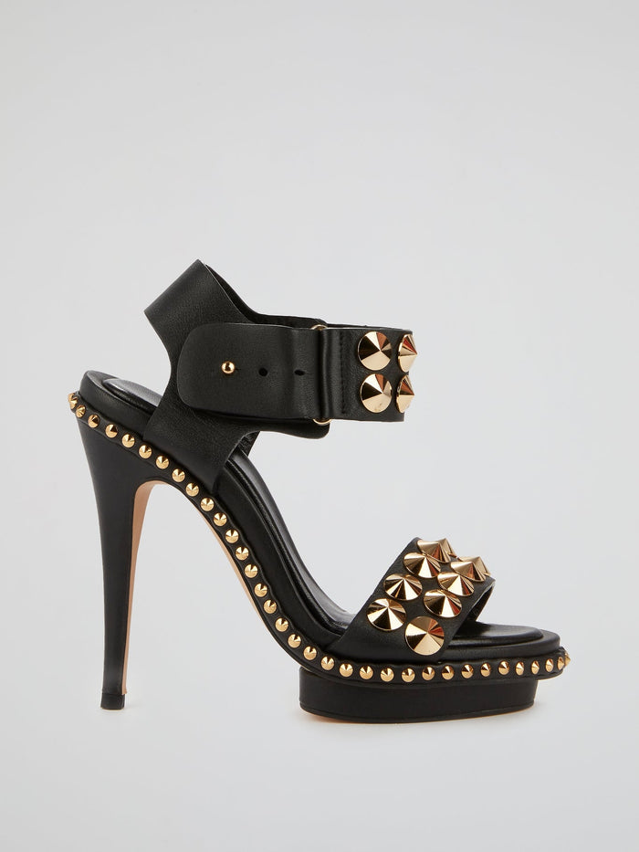 SX42111 Black Embellished Buckle Stilettos