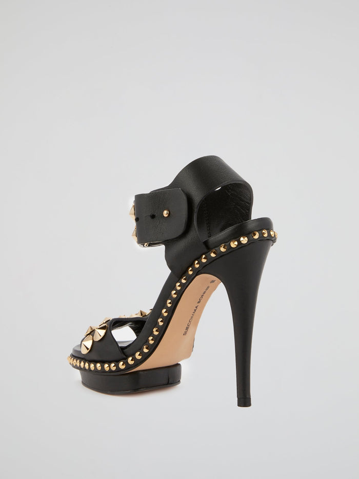 SX42111 Black Embellished Buckle Stilettos