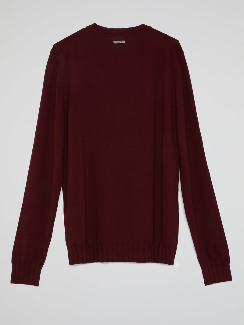 Burgundy Tiger Embroidered Sweatshirt