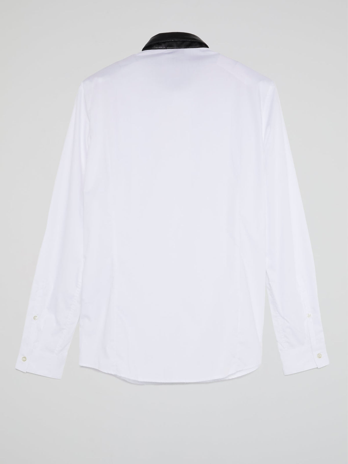 White Leather Collar Shirt