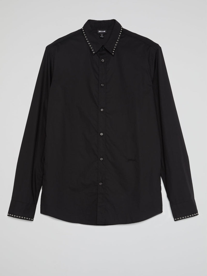 Black Studded Trim Shirt