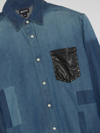 Blue Patched Denim Shirt