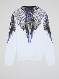 White Print Panel Crewneck Sweatshirt