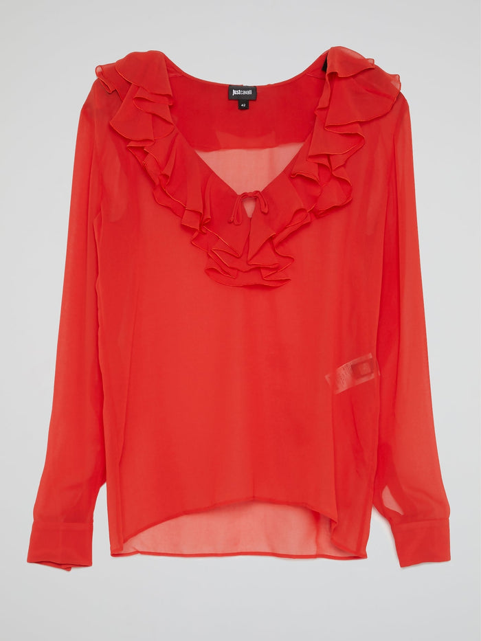 Red Frill Detail Blouse