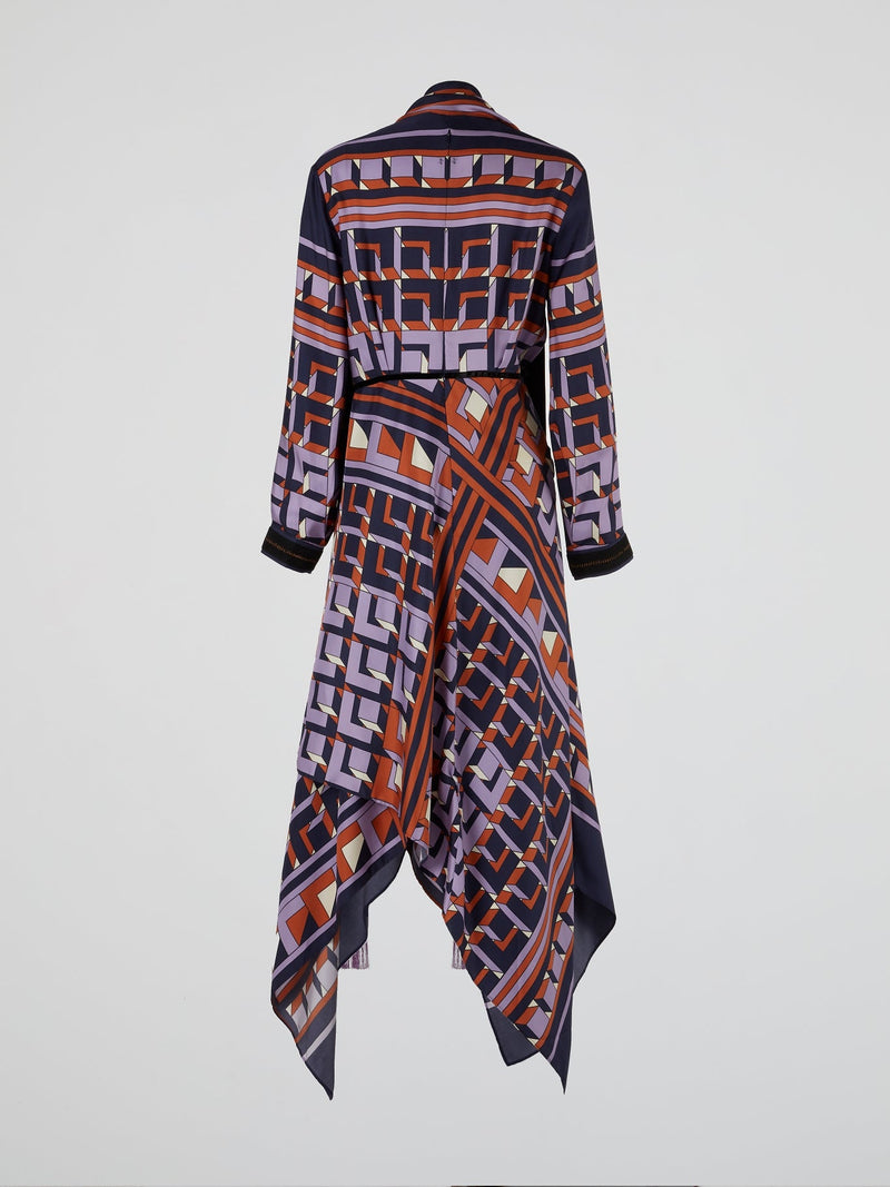 Printed Silk Twill Midi Dress