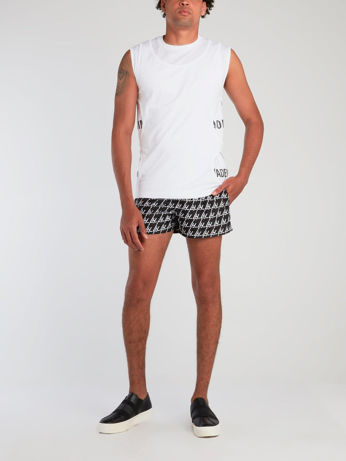 Monogram Print Drawstring Swim Shorts