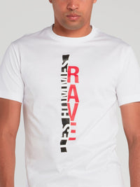 White Vertical Print T-Shirt