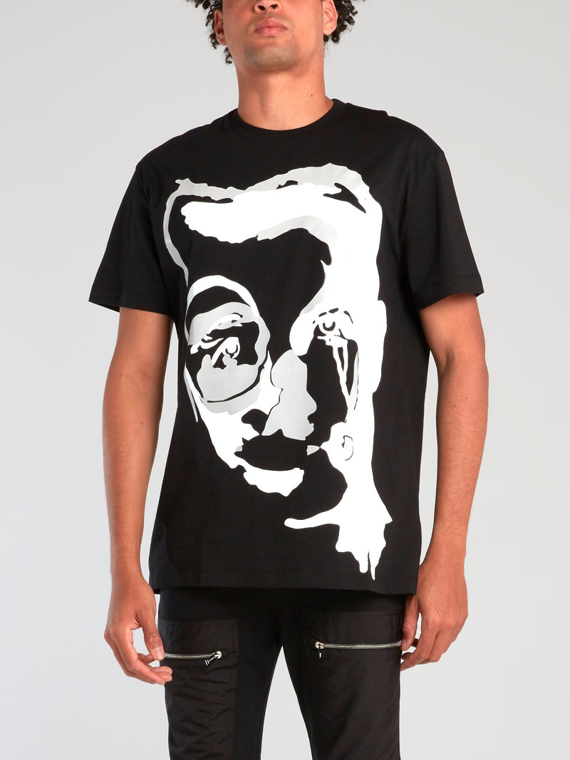 Black Graphic Face Print T-Shirt