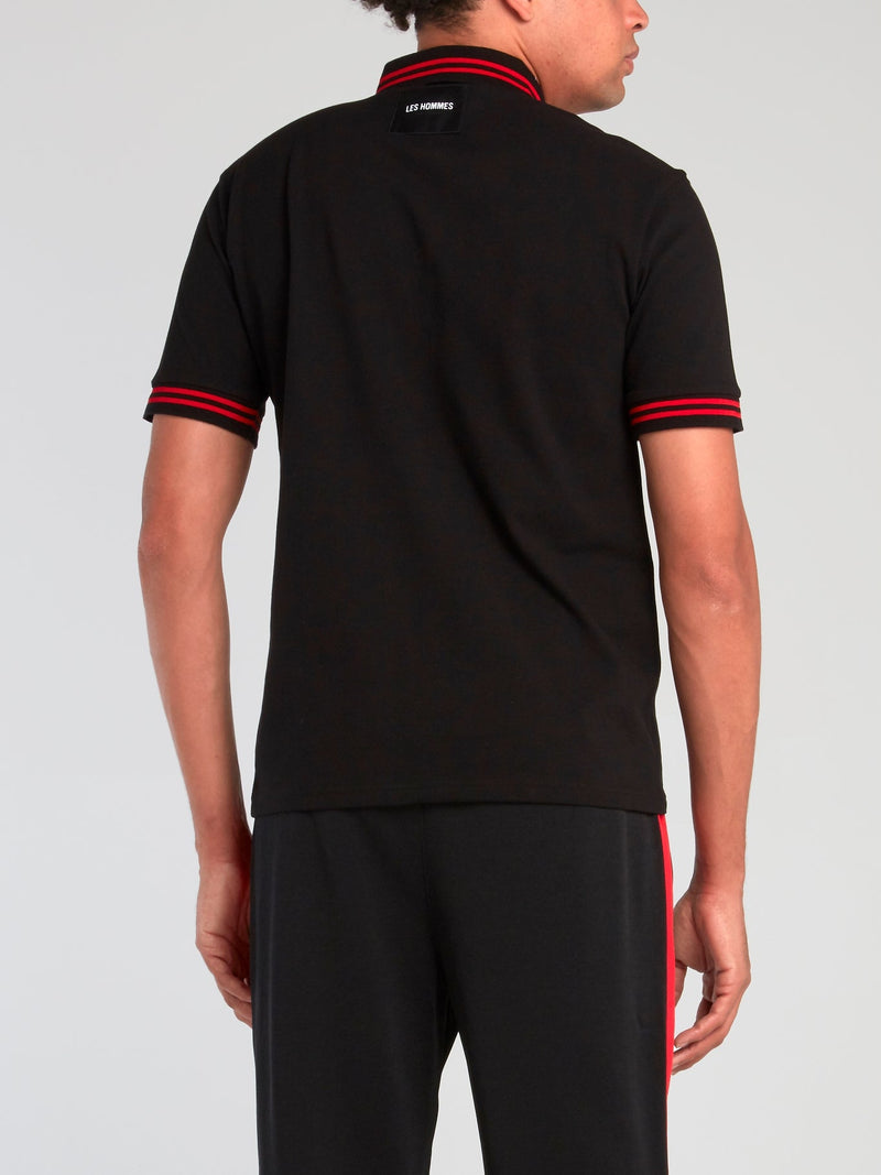 Black Stripe Trim Polo Shirt