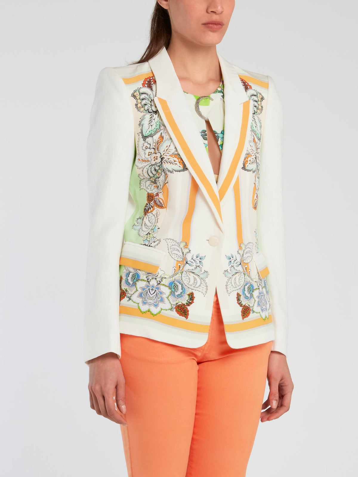 White Floral Print Blazer