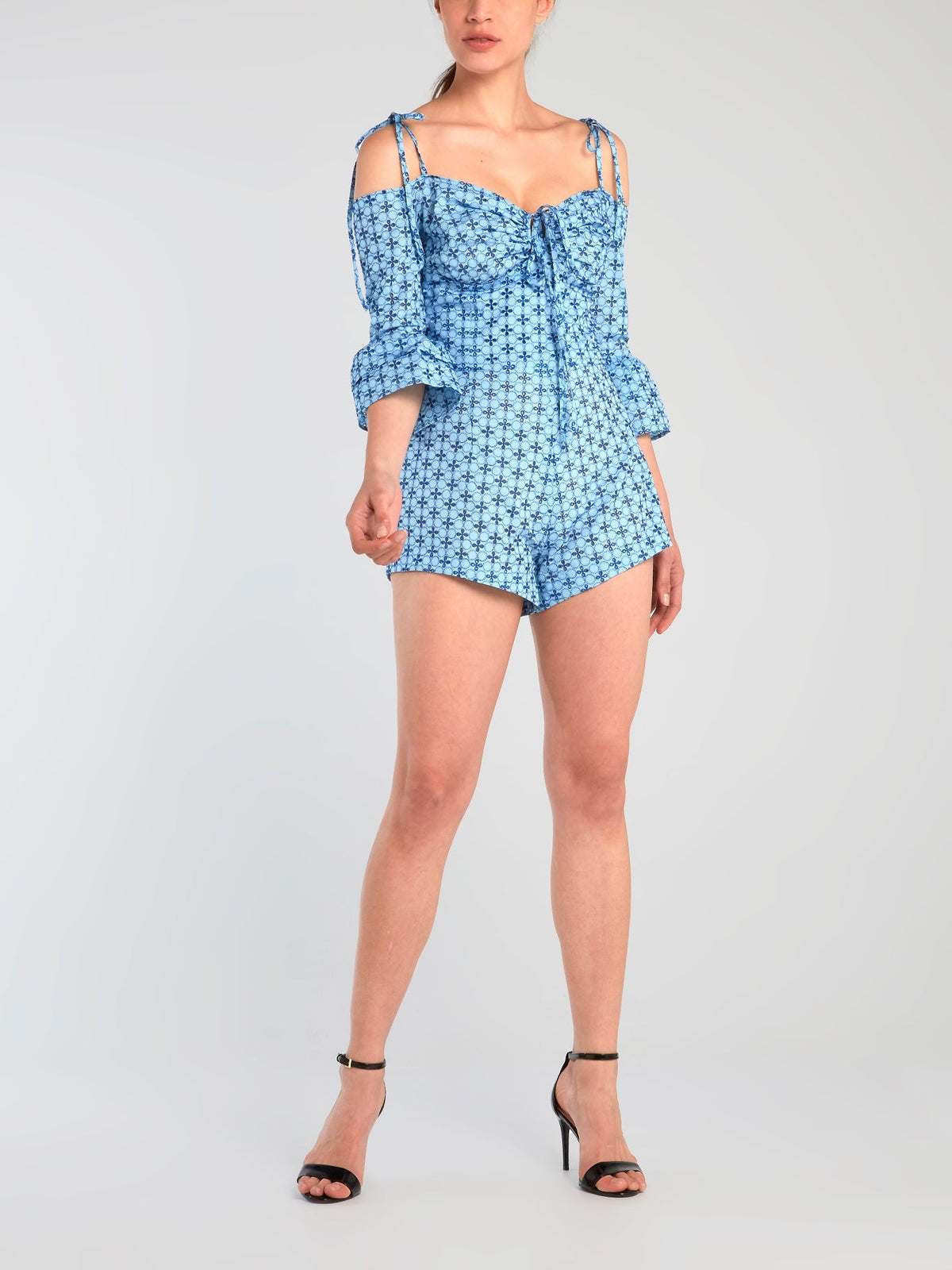 Blue Cold Shoulder Romper