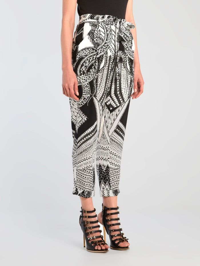 Tribal Tie Front Capri Pants