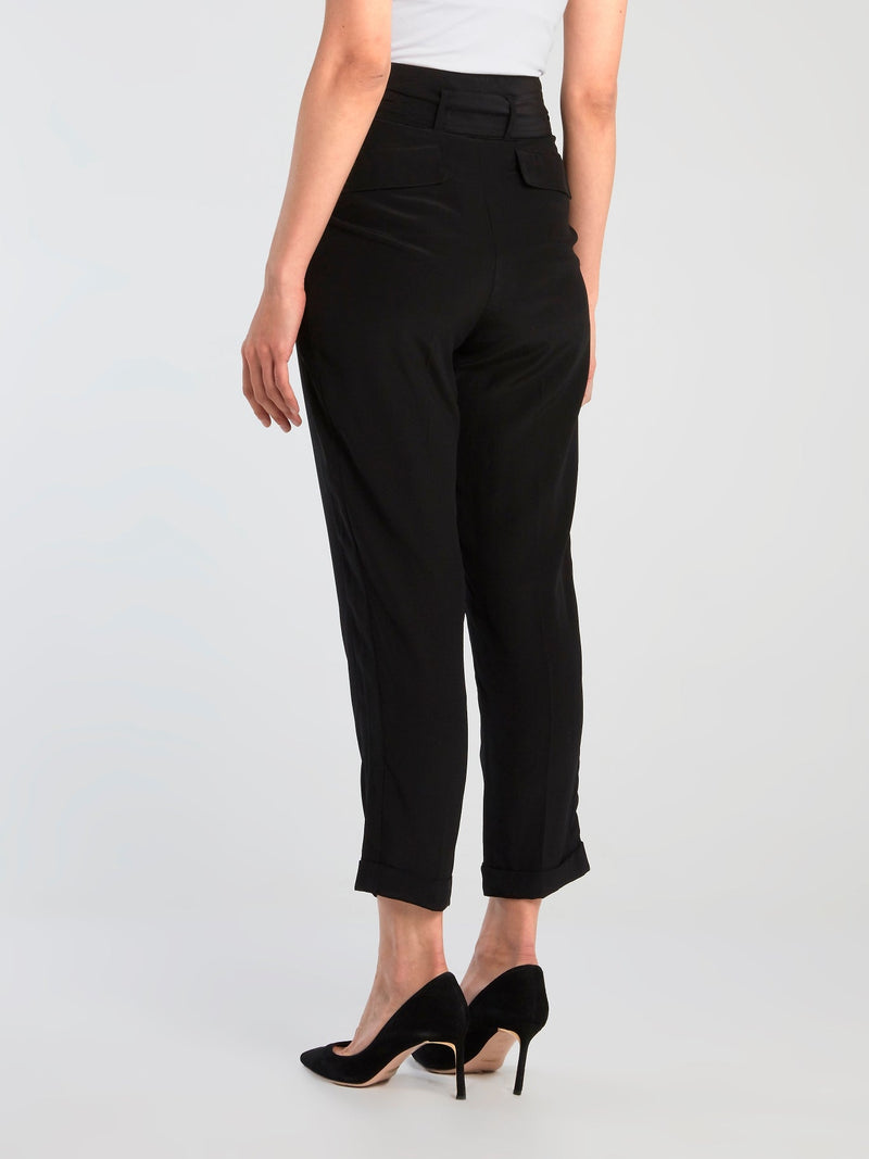 Black Tie Front Capri Pants