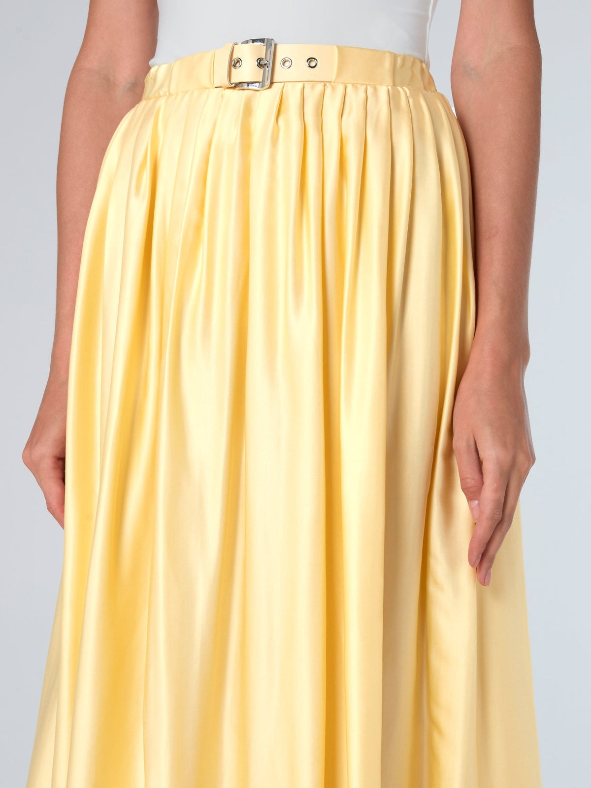 Yellow Belted Viscose Skirt