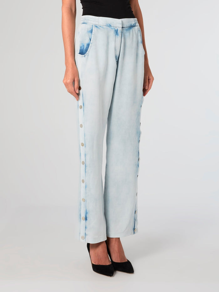 Acid Wash Tencel Button Pants