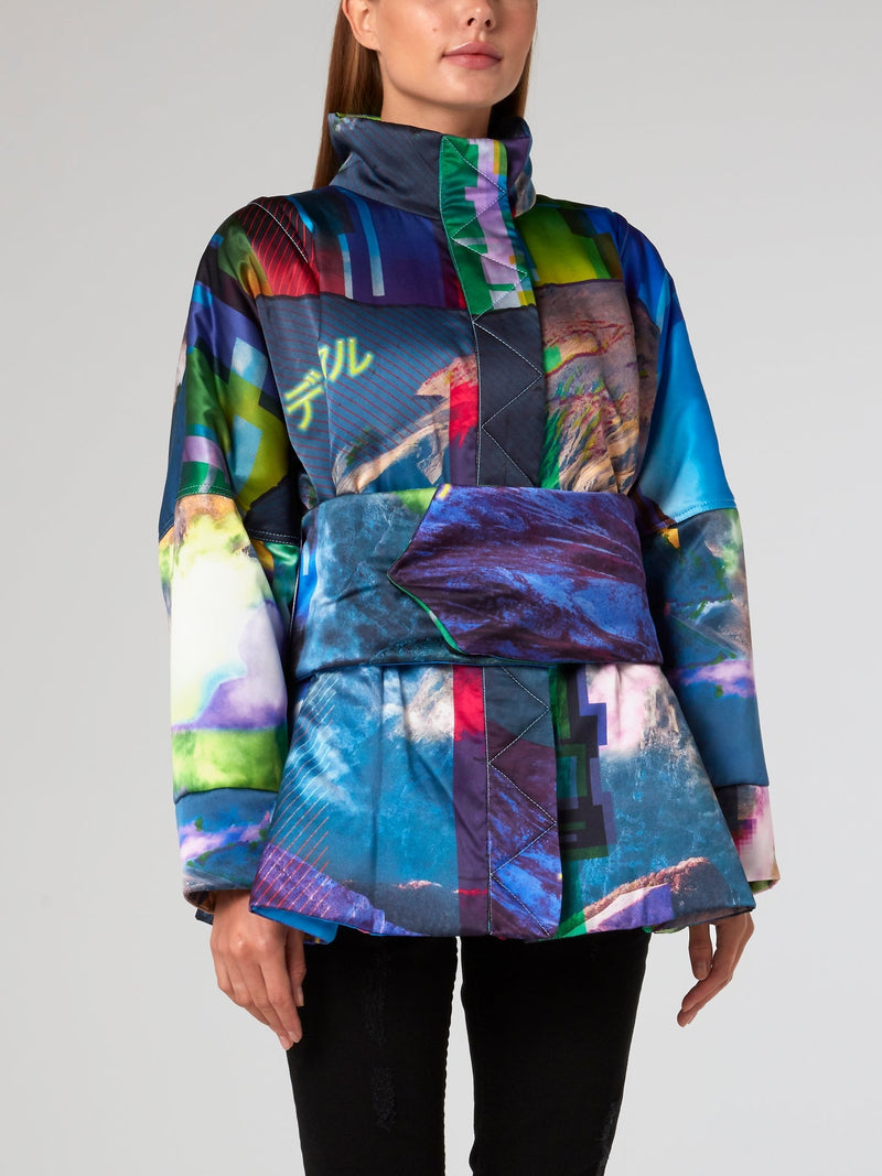 Glitched Nature Silk Parka