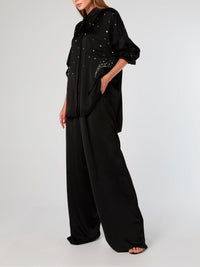 Black Drawstring Palazzo Pants