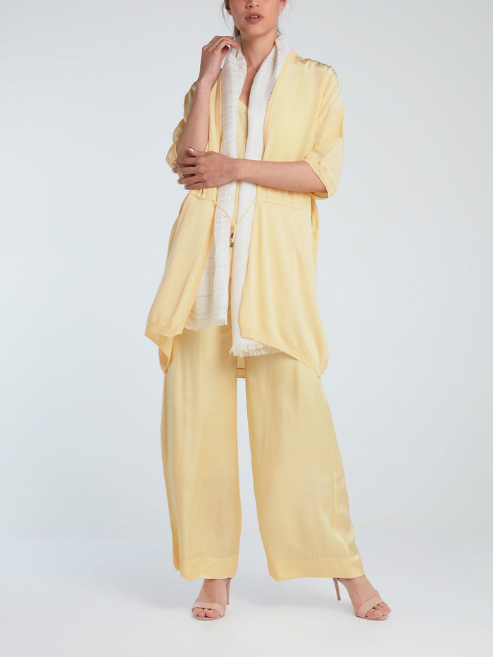 Yellow Half Sleeve Silk Cardigan