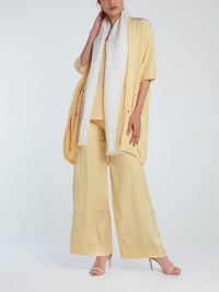 Yellow Wide-Leg Viscose Pants