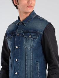 Contrast Fabric Denim Jacket