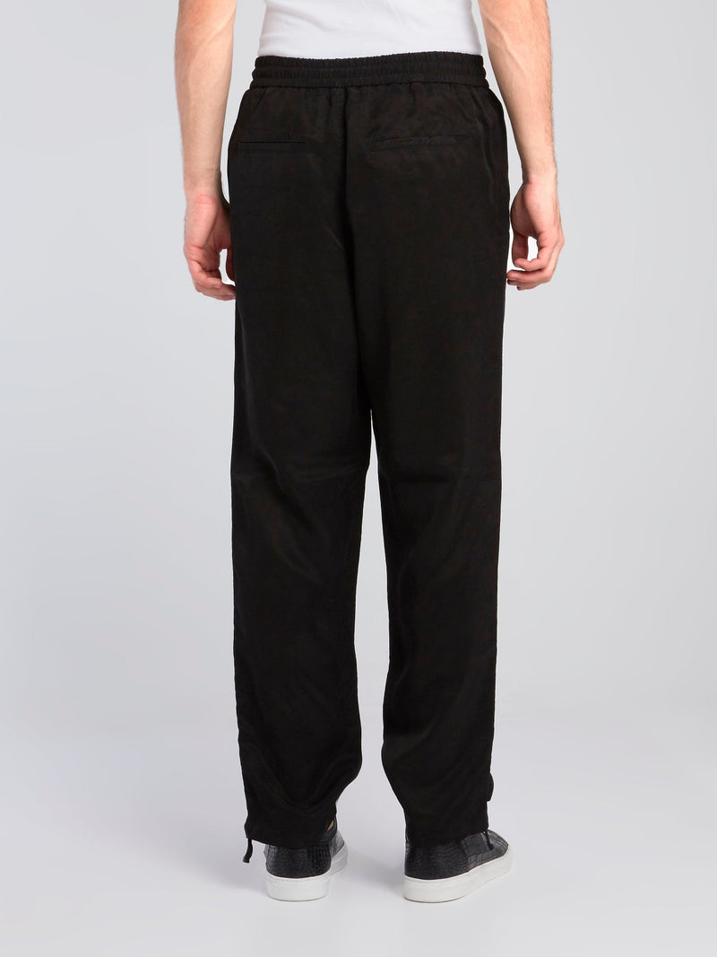 Black Contrast Drawstring Track Pants