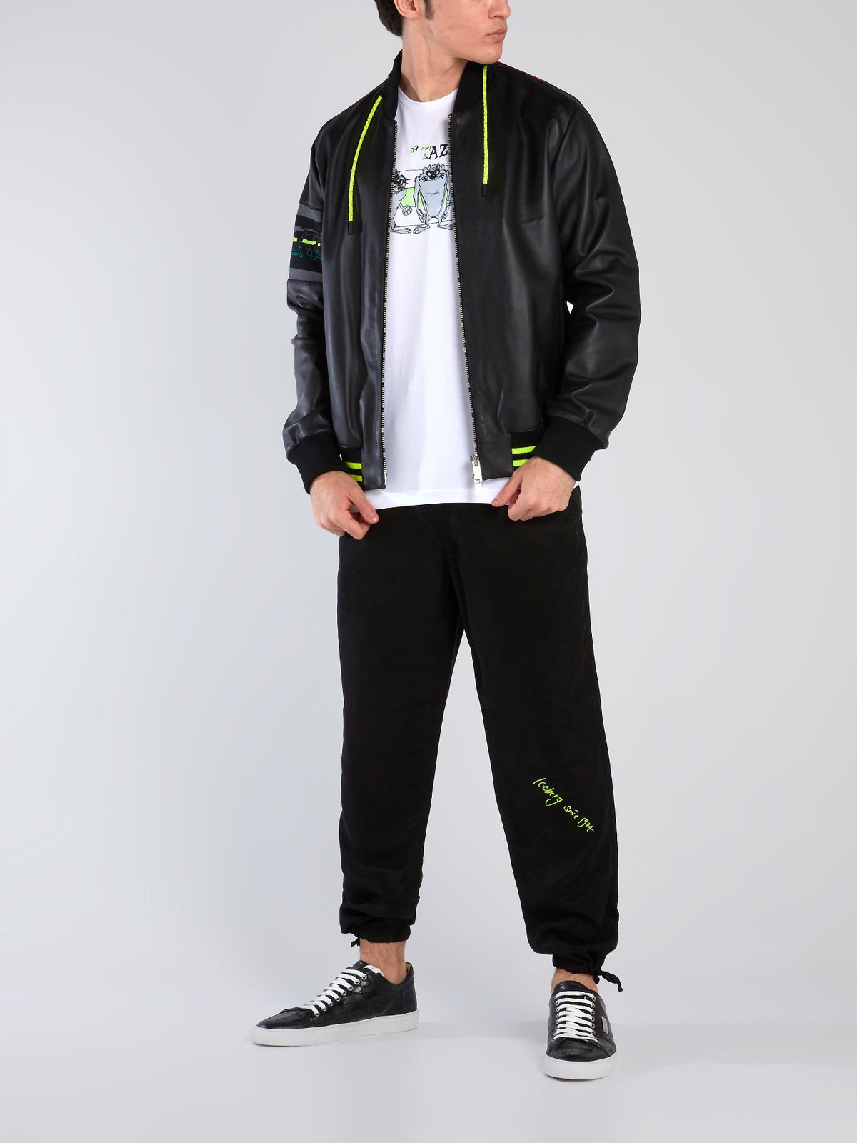 Black Contrast Drawstring Track Pants