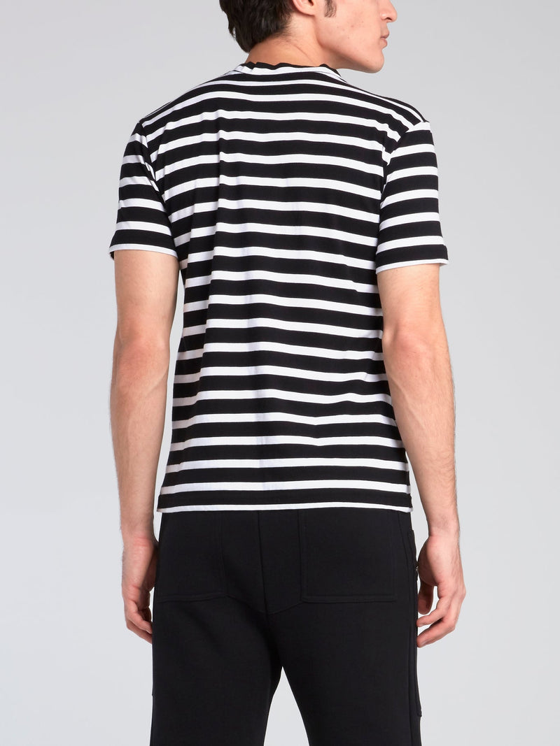 Striped Appliqu��d Crewneck T-Shirt