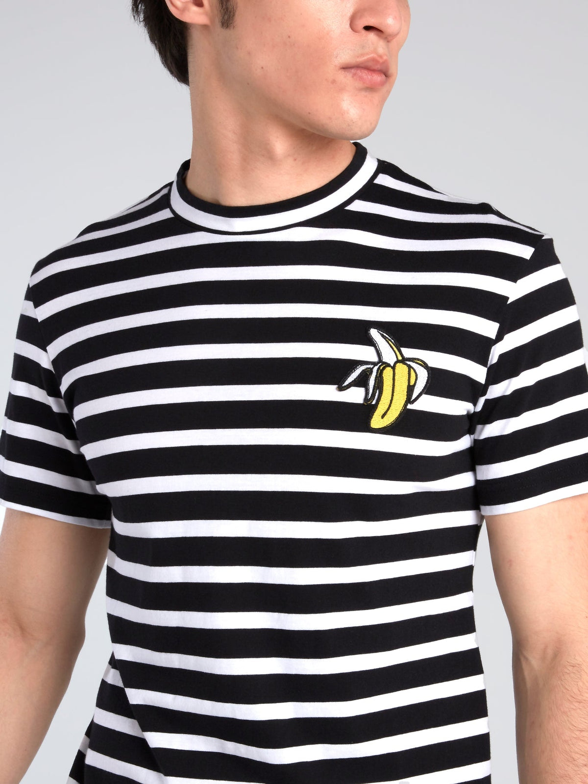 Striped Appliqu��d Crewneck T-Shirt